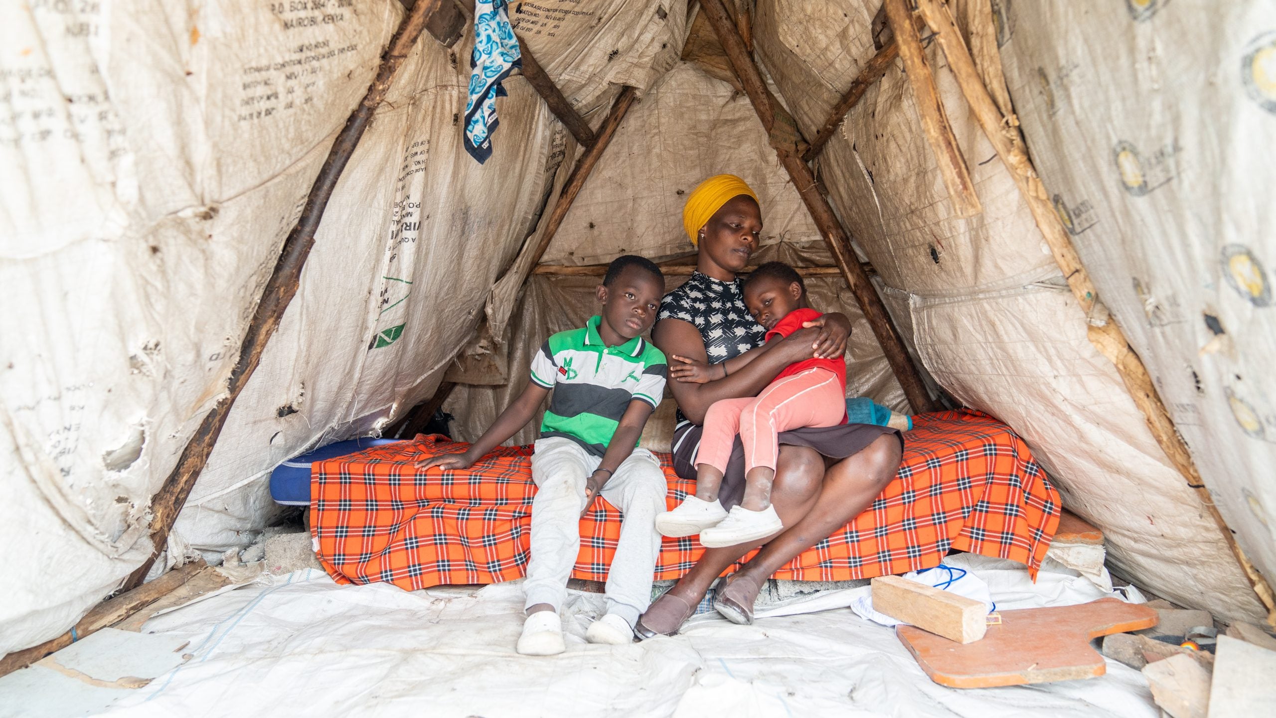 Family in a tent