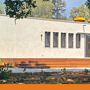 Ein neugebautes Haus im Kibbuz Nirim in Israel